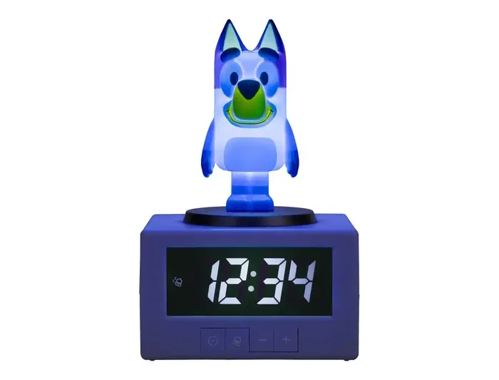 Wondee Despertador Bluey Icon con Luces y Canción - Figurita, Luz Nocturna y Función de Alarma, 15.6 cm, para Niños