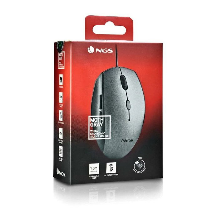 NGS Moth Gray Ratón Ergonómico Gris