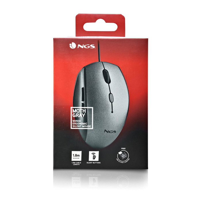 NGS Moth Gray Ratón Ergonómico Gris NGS Moth Gray Ratón Ergonómico Gris