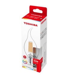 TOSHIBA Bombilla LED CF35 Filamento E14 4.5W 2700K (Cálida), Ahorro Energético