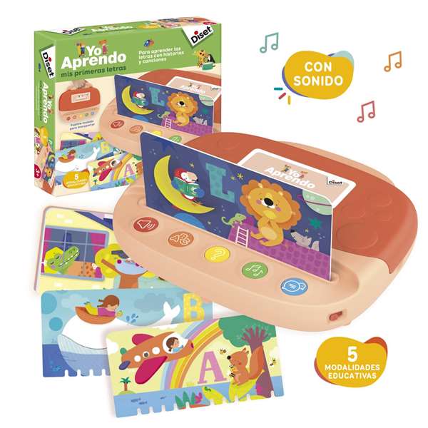 Diset Juego Educativo Yo Aprendo las Letras - Maletín con Sonido y 14 Láminas - Para Niños de 2 Años en Adelante