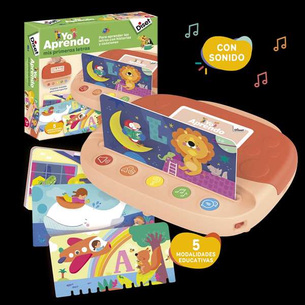 Diset Juego Educativo Yo Aprendo las Letras - Maletín con Sonido y 14 Láminas - Para Niños de 2 Años en Adelante