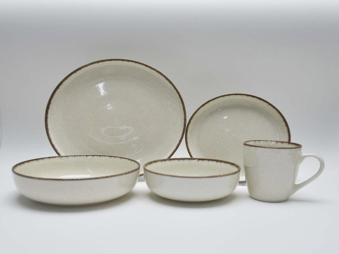 DKD Home Decor Plato de Gres Esmaltado Beige 21,5x21,5x2,4 cm
