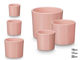 Ibergarden Set 3 Macetas Cilindro 14 17 22 cm Rosa Mate Arcilla Medidas 22.4 x 22.4 x 19.3 cm