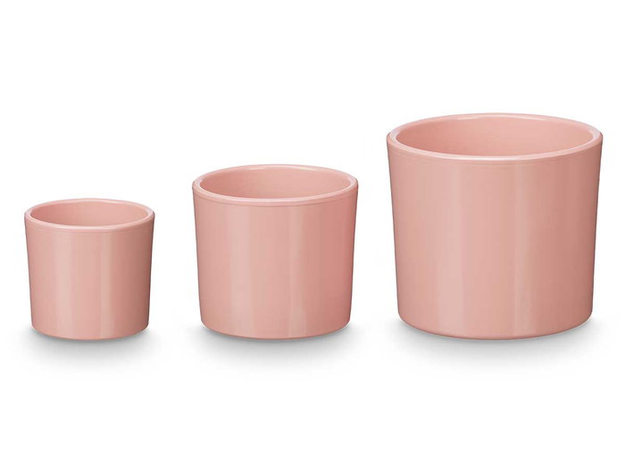 Ibergarden Set 3 Macetas Cilindro 14 17 22 cm Rosa Mate Arcilla Medidas 22.4 x 22.4 x 19.3 cm