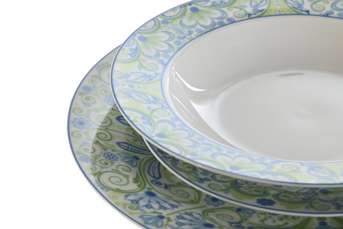 DKD Home Decor Set de Vajilla de 18 Piezas de Porcelana con Diseño de Azulejos Verde y Azul DKD Home Decor Set de Vajilla de 18 Piezas de Porcelana con Diseño de Azulejos Verde y Azul