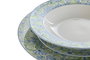 DKD Home Decor Set de Vajilla de 18 Piezas de Porcelana con Diseño de Azulejos Verde y Azul