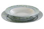 DKD Home Decor Set de Vajilla de 18 Piezas de Porcelana con Diseño de Azulejos Verde y Azul