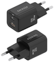 Aisens Cargador GaN 30W con 1x USB-C PD 3.0 y 1x USB-A QC 3.0, Negro