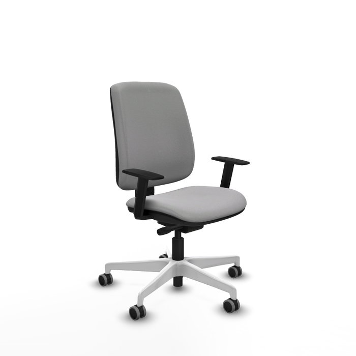 Silla de oficina Alares con mecanismo Sincro/Traslack tapizada con Tela color Gris claro. Equipada con Base poliamida blanca, Brazos 1D y Ruedas 65 mm parqué Silla de oficina Alares con mecanismo Sincro/Traslack tapizada con Tela color Gris claro. Equipada con Base poliamida blanca, Brazos 1D y Ruedas 65 mm parqué