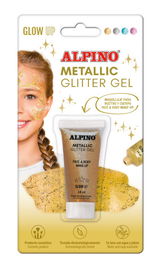 Alpino DL000602 Gel Purpurina Metalizado con Color Dorado para Maquillaje Facial de Fiestas