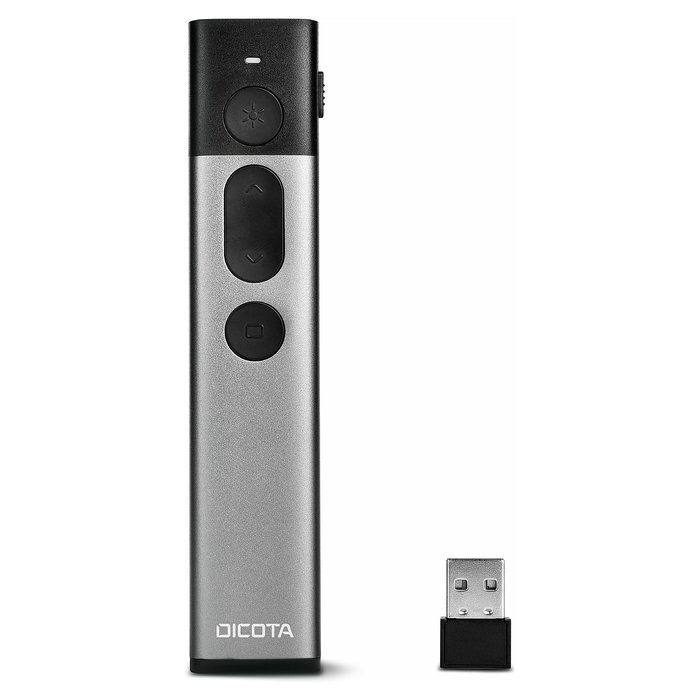 Dicota Presentador Láser Inalámbrico D32075, Color Verde, Alcance 30m, Negro y Gris