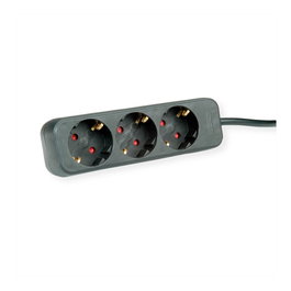 ROLINE Regleta de 3 salidas sin interruptor, Negro, 3 m