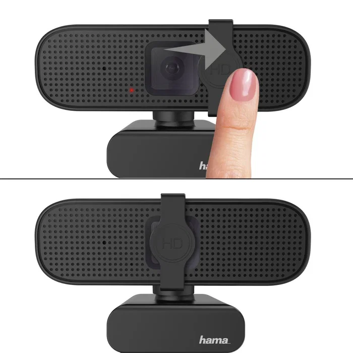 Hama C-400 Cámara Web Full HD 1080p 2MP con Micrófono Integrado, Cubierta de Privacidad, Soporte para Trípode y Pantalla, Plug & Play USB 2.0, Negro