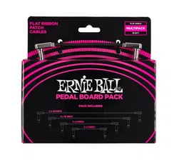 Ernieball Cable Patch Flat Ribbon Pedalera Negro - Multipack de 10 Cables (2 x 3", 4 x 6", 2 x 12" & 2 x 24")