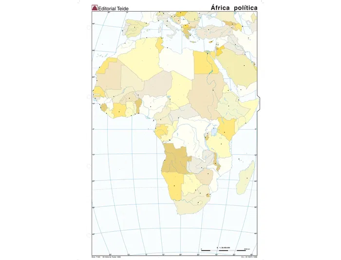 Teide Mapa Mudo Color Din A4 África Político