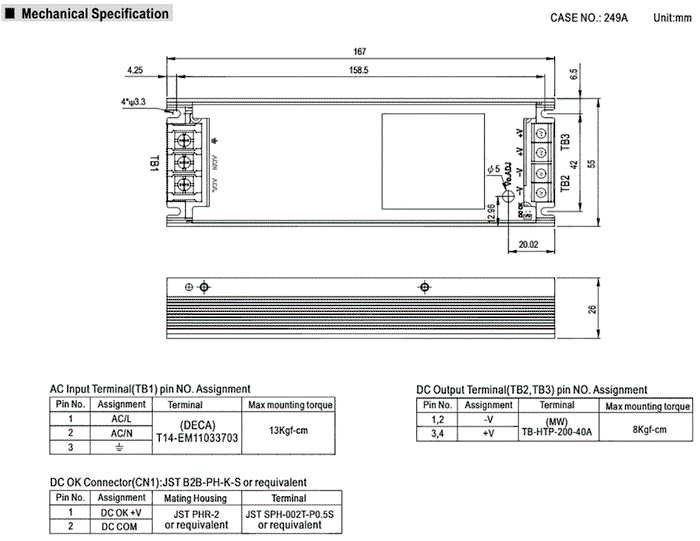MEAN WELL UHP-200A-4.2 Fuente de alimentación de 168W, 4,2V DC, 40A