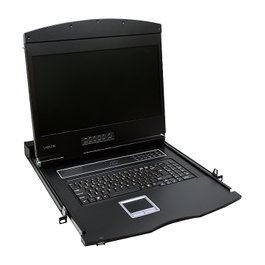 LogiLink Consola KVM con pantalla LCD de 19 pulgadas, VGA y teclado alemán