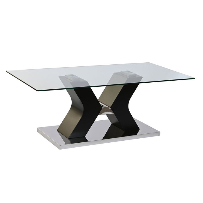 DKD Home Decor Mesa de Centro de Cristal Templado y MDF Negro
