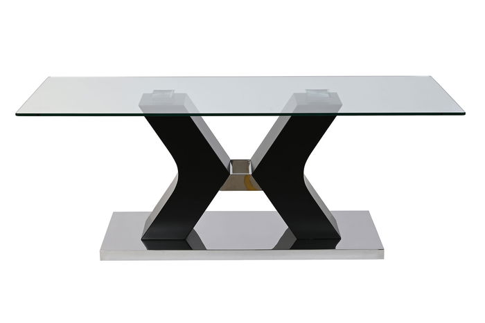 DKD Home Decor Mesa Centro Moderno Negro Cristal Templado MDF 120 x 60 x 45 cm