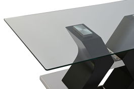 DKD Home Decor Mesa Centro Moderno Negro Cristal Templado MDF 120 x 60 x 45 cm