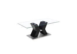 DKD Home Decor Mesa de Centro de Cristal Templado y MDF Negro