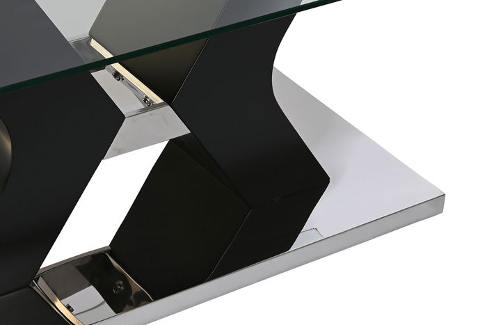 DKD Home Decor Mesa Centro Moderno Negro Cristal Templado MDF 120 x 60 x 45 cm