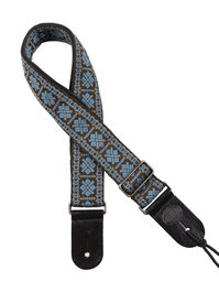 Correa Gaucho Serie Tradicional para Guitarra 50 mm Cuero Azul y Gris