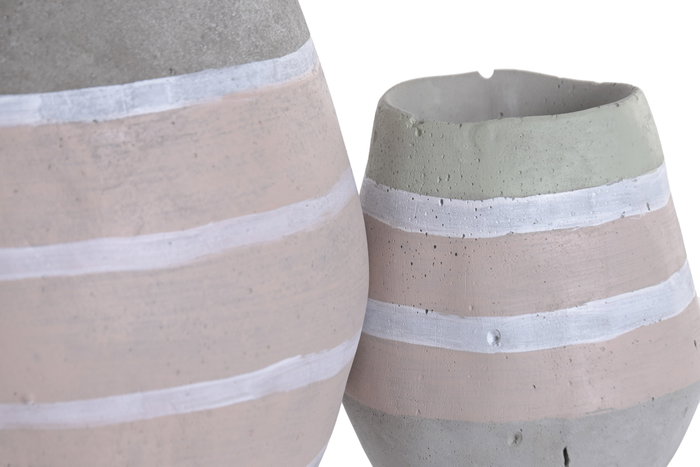 DKD Home Decor Set de 2 Maceteros de Cemento 16x16x17 cm Gris y Crema DKD Home Decor Set de 2 Maceteros de Cemento 16x16x17 cm Gris y Crema