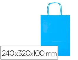 Q-connect Bolsa Papel Celeste S con Asa Retorcida 240x320x100 mm Celulosa