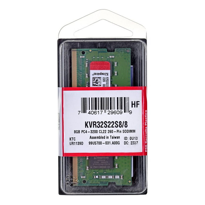 Kingston ValueRAM KVR32S22S8/8 8 GB DDR4 3200 MHz SO-DIMM Kingston ValueRAM KVR32S22S8/8 8 GB DDR4 3200 MHz SO-DIMM