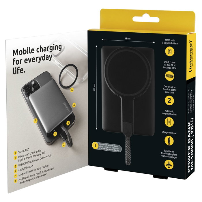 Intenso Powerbank MC10000 10000 mAh Negro con Anillo Metálico Intenso Powerbank MC10000 10000 mAh Negro con Anillo Metálico