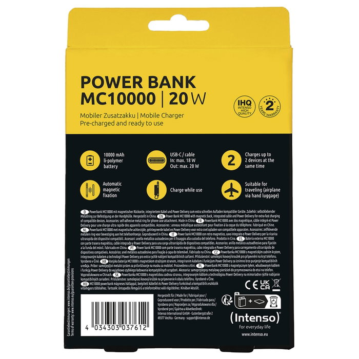 Intenso Powerbank MC10000 10000 mAh Negro con Anillo Metálico Intenso Powerbank MC10000 10000 mAh Negro con Anillo Metálico