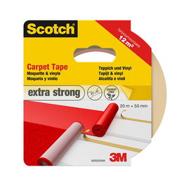 Scotch Cinta Doble Cara Extrafuerte para Alfombras y Vinilos 50 mm x 20 m