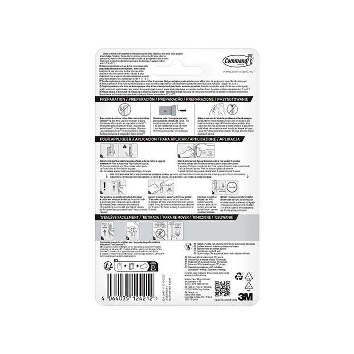 3M Command Gancho Doble Grande, Negro Mate, 1 Ud + 2 Tiras, Carga Máx. 1.8 kg, Ref. bath36