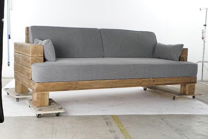 DKD Home Decor Sofá Alpino Gris Natural 224 x 95 x 82 cm