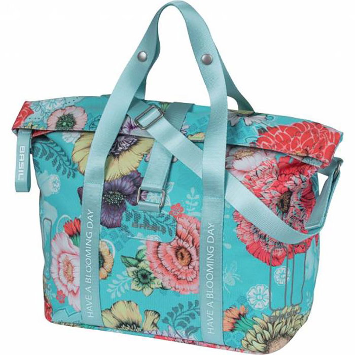 Basil Bolsa Bloom Field Klickfix 11L Impermeable Poliéster Azul Flores con Reflectantes 29x15x26cm Basil Bolsa Bloom Field Klickfix 11L Impermeable Poliéster Azul Flores con Reflectantes 29x15x26cm