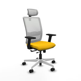 PIQUERAS Y CRESPO Silla de oficina Haches con mecanismo Sincro/Traslack, Amarillo y Blanco