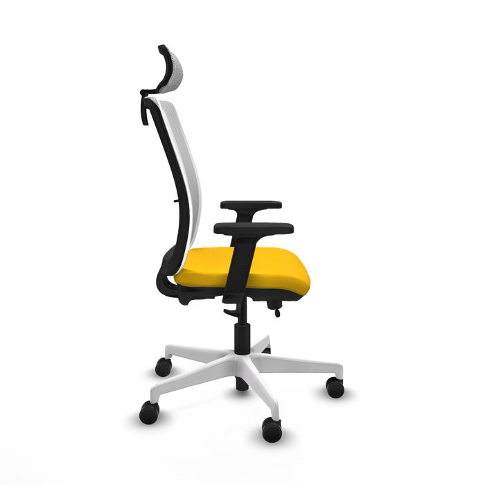 PIQUERAS Y CRESPO Silla de oficina Haches con mecanismo Sincro/Traslack, Amarillo y Blanco