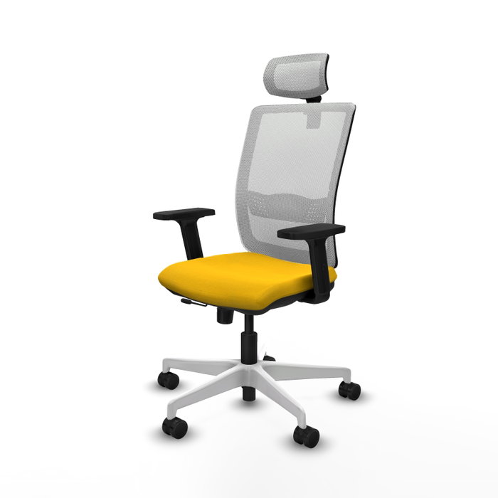 PIQUERAS Y CRESPO Silla de oficina Haches con mecanismo Sincro/Traslack, Amarillo y Blanco