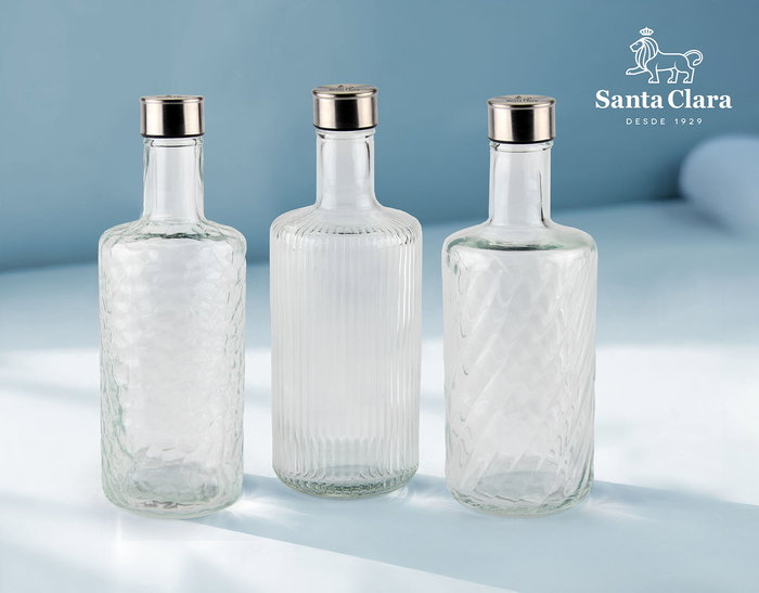 Inde Botella de 1000 ml con Tapa de Metal, Estilo Surticasa Blanca Santa Clara, 10 x 10 x 27.2 cm (6 Unidades)