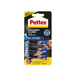 Pattex Sekundenkleber Mini-Trio Gel, 3 Tubes con 1g cada uno - Pegamento de Gel de Secado Rápido y Resistente al Agua