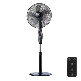 Edm Ventilador de pie con mando a distancia, negro, 60 W