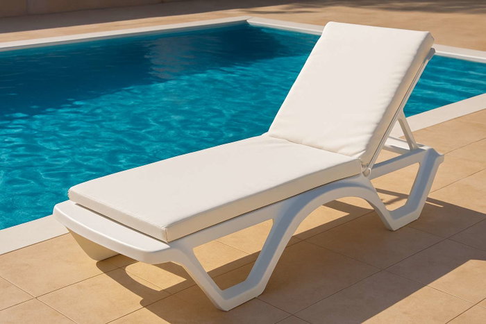 Atelier Del Sofa Cojín para Tumbona Blanco Ancho 100 cm Alto 60 cm Profundidad 80 cm Tela poliéster IMPERTEX Impermeable