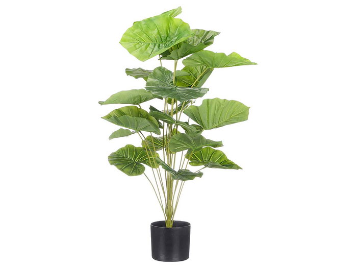 Ibergarden Maceta Planta Artificial Hojas Anchas 90 cm, Color Verde y Negro, Material Plástico, 60x60x90 cm (Set de 6)