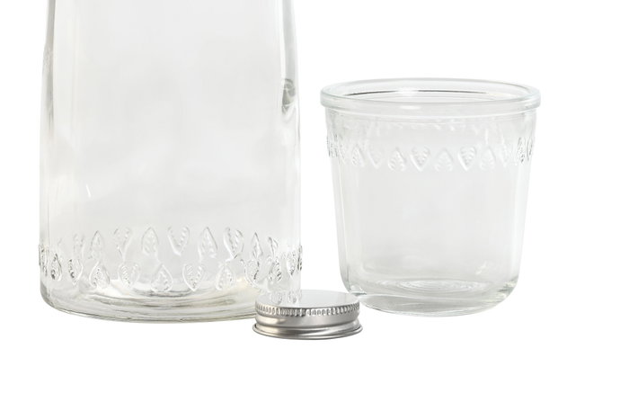 DKD Home Decor Set de Botella de 1L y Vaso de 240ml Basic Glass en Cristal Transparente DKD Home Decor Set de Botella de 1L y Vaso de 240ml Basic Glass en Cristal Transparente