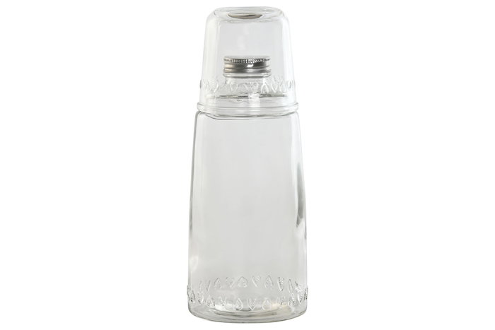 DKD Home Decor Set de Botella de 1L y Vaso de 240ml Basic Glass en Cristal Transparente DKD Home Decor Set de Botella de 1L y Vaso de 240ml Basic Glass en Cristal Transparente