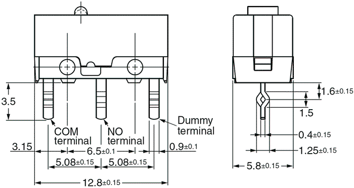 Aratas (Formerly Omron Components) Microconmutador SNAP ACTION D2FS-F-N-T SPST-NO sin palanca Aratas (Formerly Omron Components) Microconmutador SNAP ACTION D2FS-F-N-T SPST-NO sin palanca