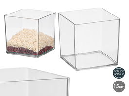 Giftdecor - Jarrón Aparrenza Cuadrado de Acrílico, Transparente, Dimensiones: 15 cm Ancho x 15 cm Alto x 15 cm Largo, para Decoración (Set de 16)