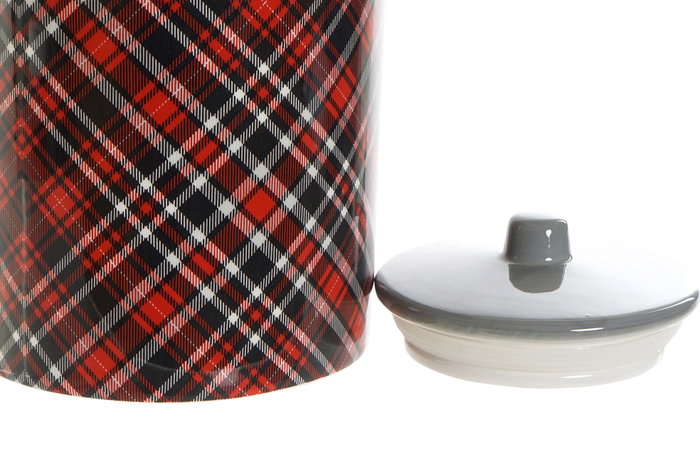 DKD Home Decor Bote de Dolomite Tartan Rojo 2,35 L DKD Home Decor Bote de Dolomite Tartan Rojo 2,35 L